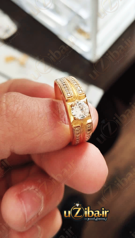 انگشتر نگین الماسی مخرجکاری شده طلا روس